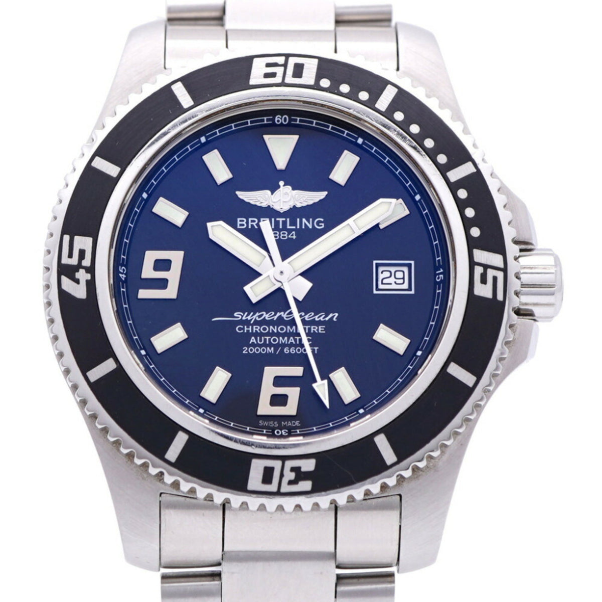 Pre-Owned Breitling Superocean 44 A17391 Automatic Watch Stainless Steel Black Dial 0129BREITLING Men's