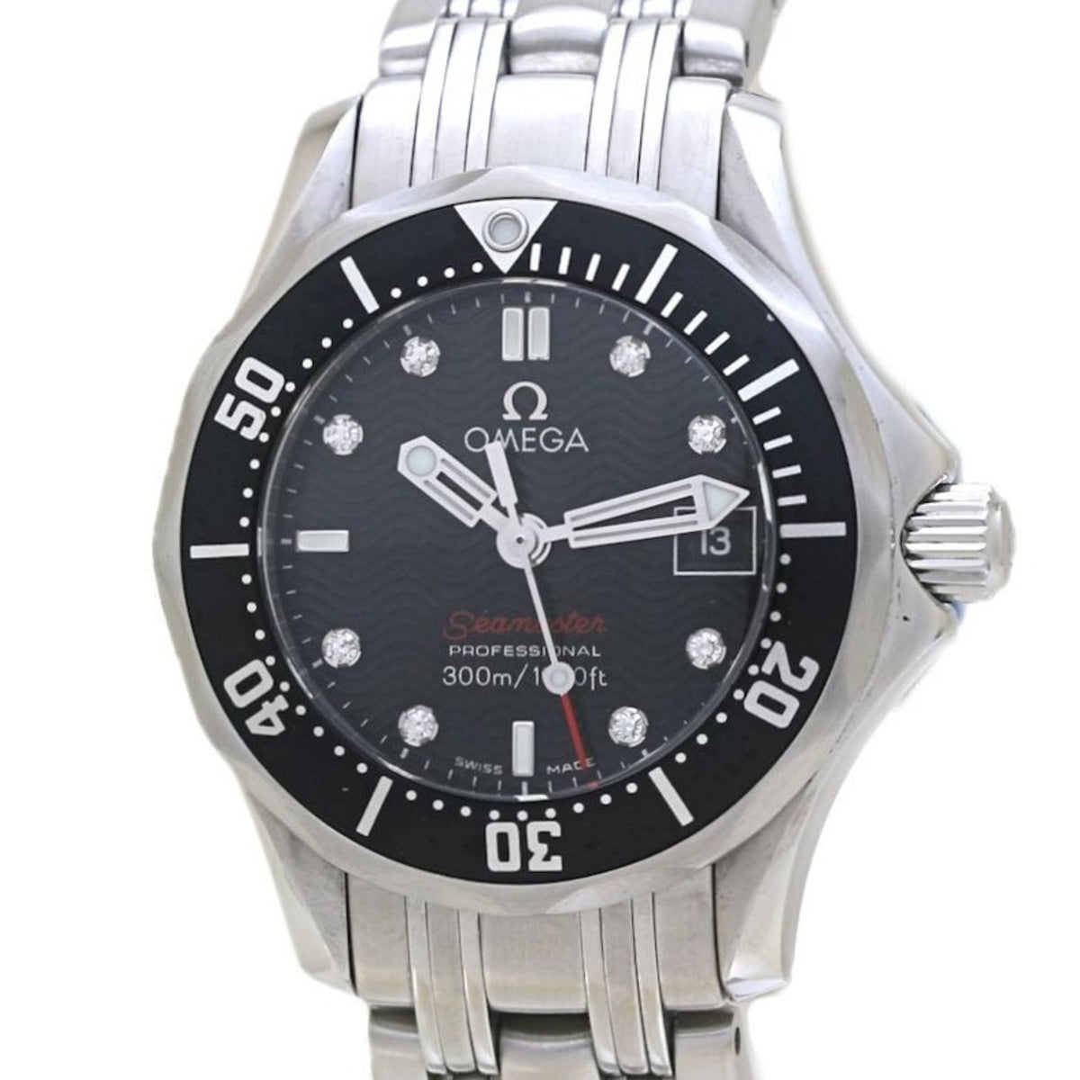 Pre-Owned OMEGA Seamaster 300m 8P Diamond 212.30.28.61.51.001 Women's Stainless Steel Watch 40094