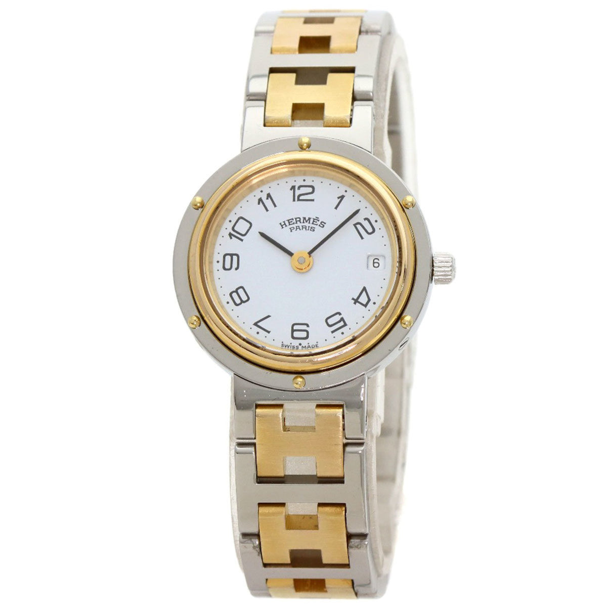 Gebrauchte Hermes Clipper Old Buckle Uhr Edelstahl SSxGP Damen HERMES 