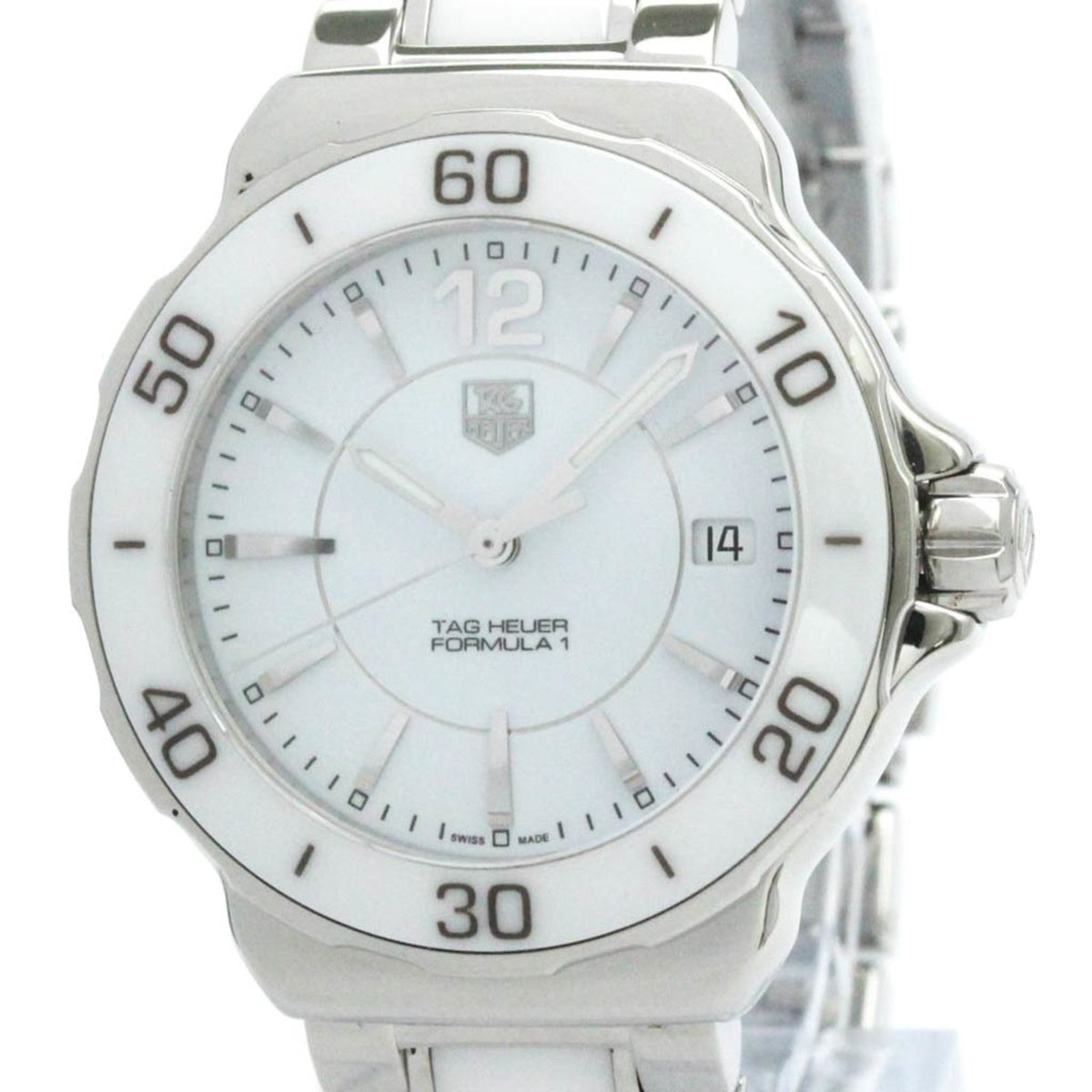 Pre-Owned Polished TAG HEUER Formula 1 Ceramic Steel Quartz Ladies Watch WAH1211 BF582011