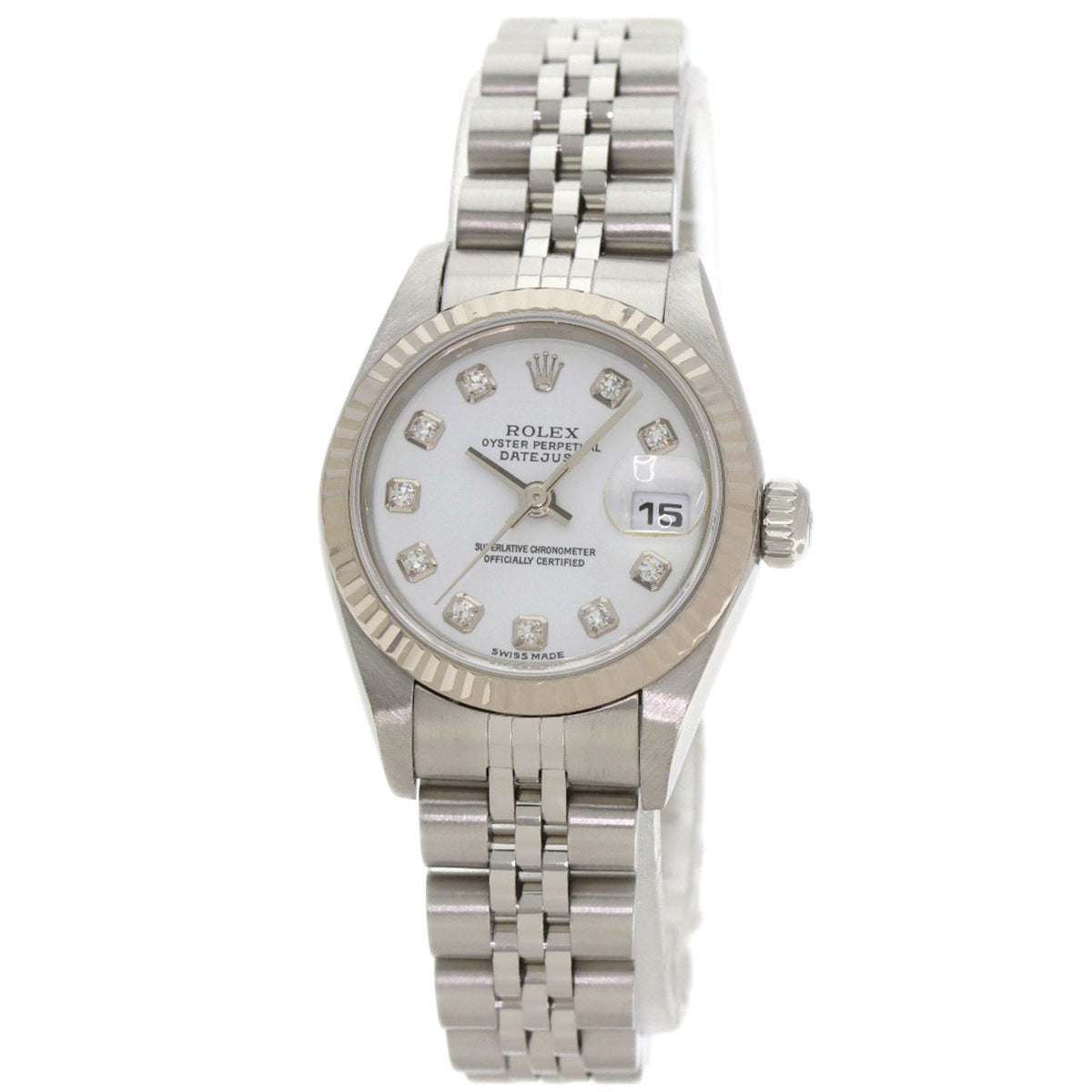 Pre-Owned Rolex 79174G Datejust 10-Piece Diamond Watch in Stainless Steel/SS/18K White Gold for Women