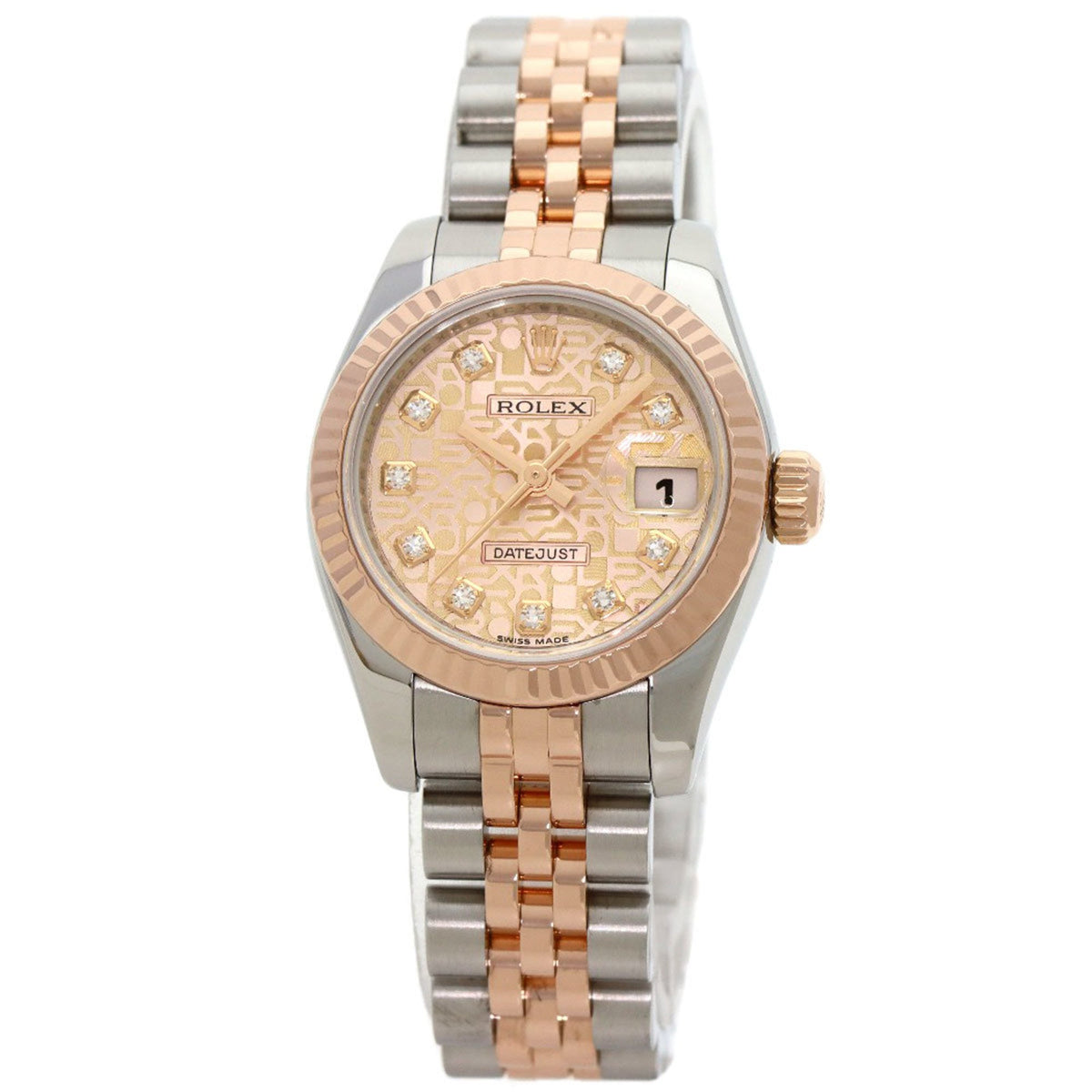 Pre-Owned Rolex 179171G Datejust 10P Diamond Watch Stainless Steel SSxK18PG Ladies ROLEX