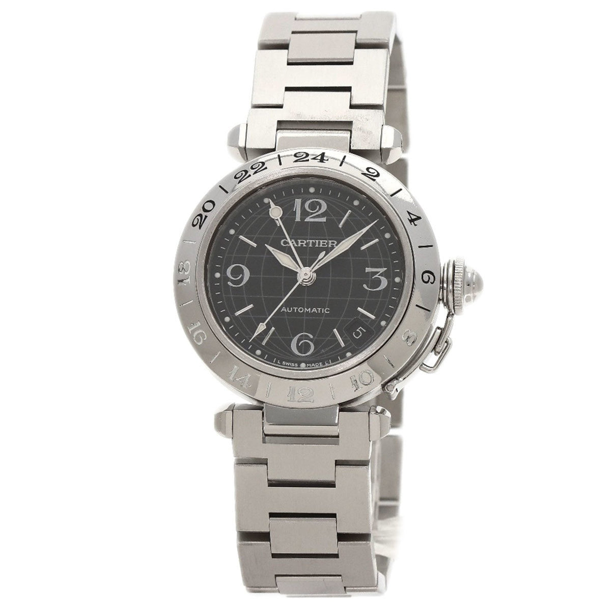 Montre Cartier Pasha C Meridian d'occasion pour homme, modèle W31079M7, en acier inoxydable SS. 