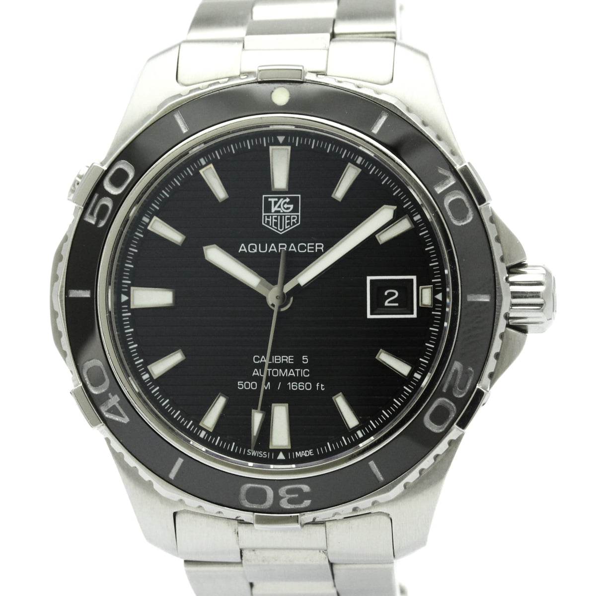 Pre-Owned TAG HEUER Aquaracer 500M Calibre 5 Automatic Watch WAK2110 Polished