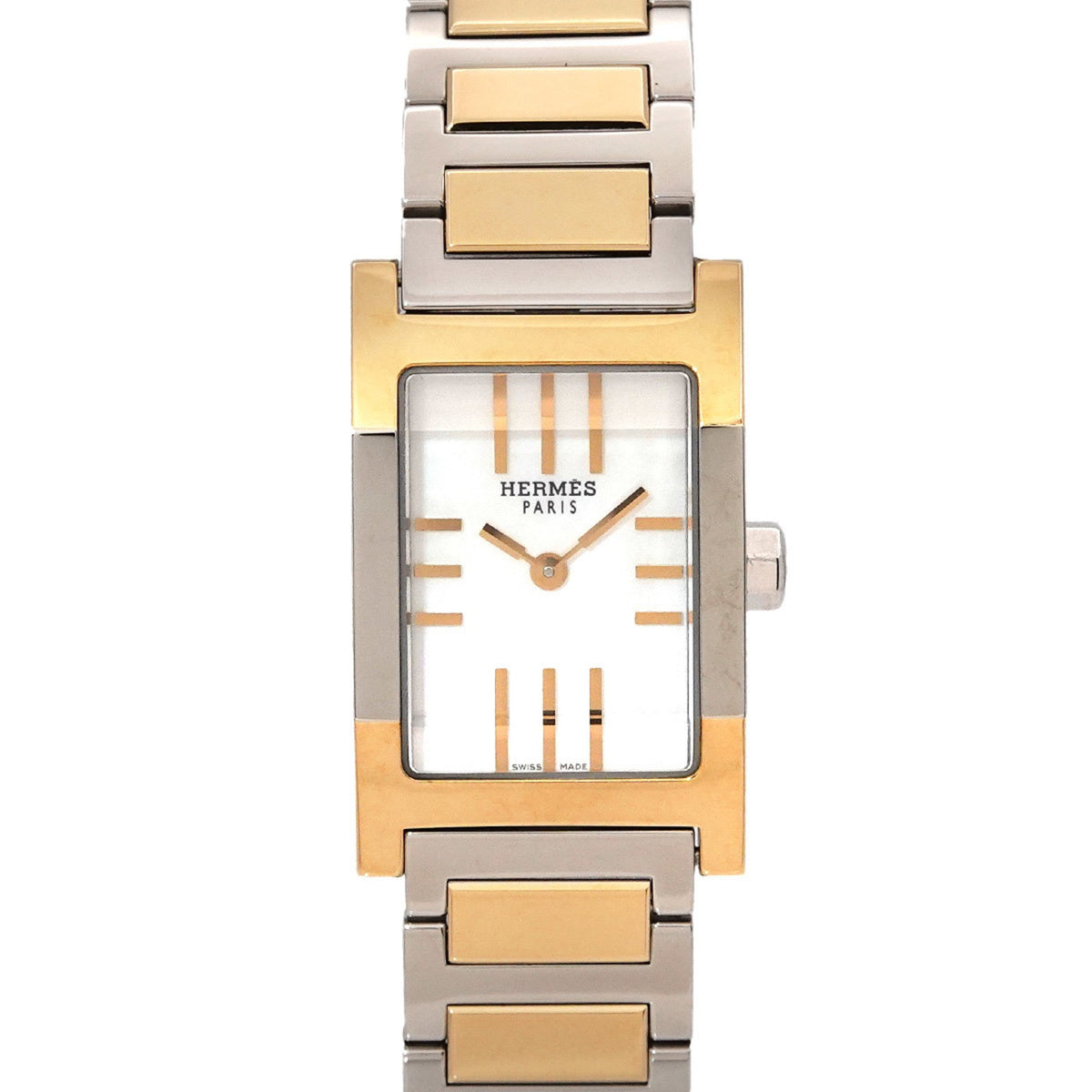 Pre-Owned Herm?s Tandem Combi TA1 220 Women's White Shell Quartz Watch