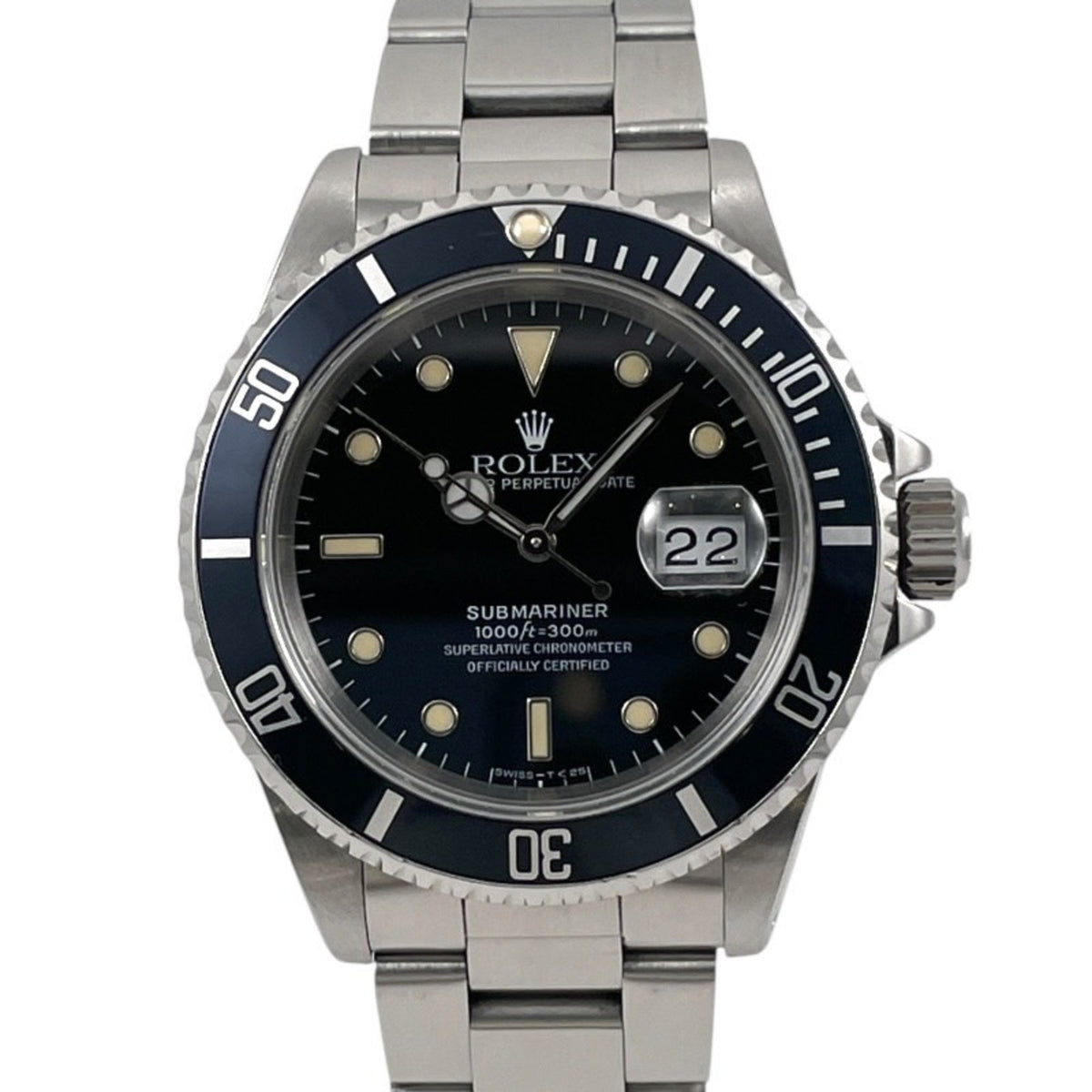 Pre-Owned ROLEX Rolex Submariner 16610 Men's Stainless Steel Automatic Watch, Black with Tritium Movement, N-Serial Number