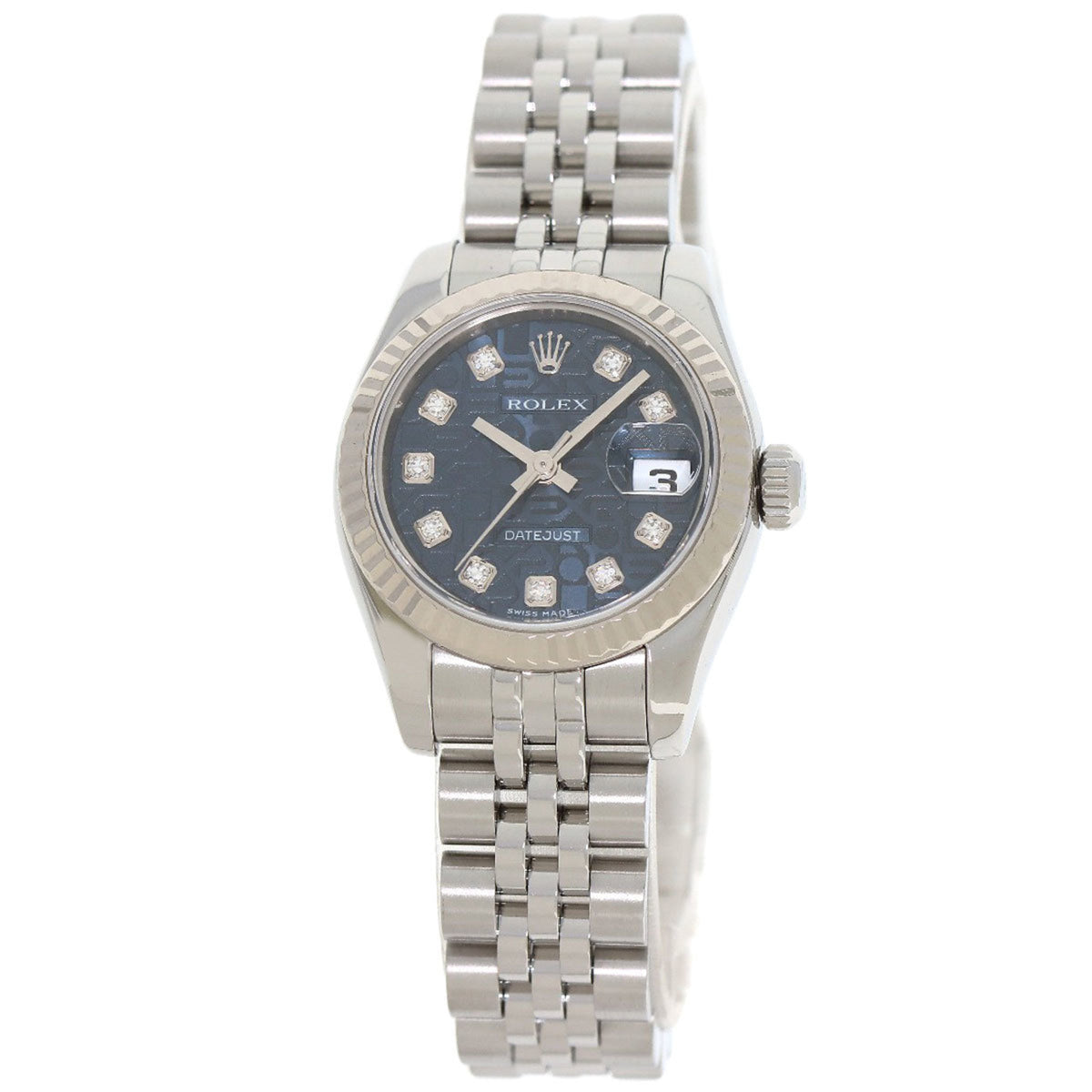 Montre Rolex d'occasion 179174G Datejust 10P en acier inoxydable SS K18WG pour femme 