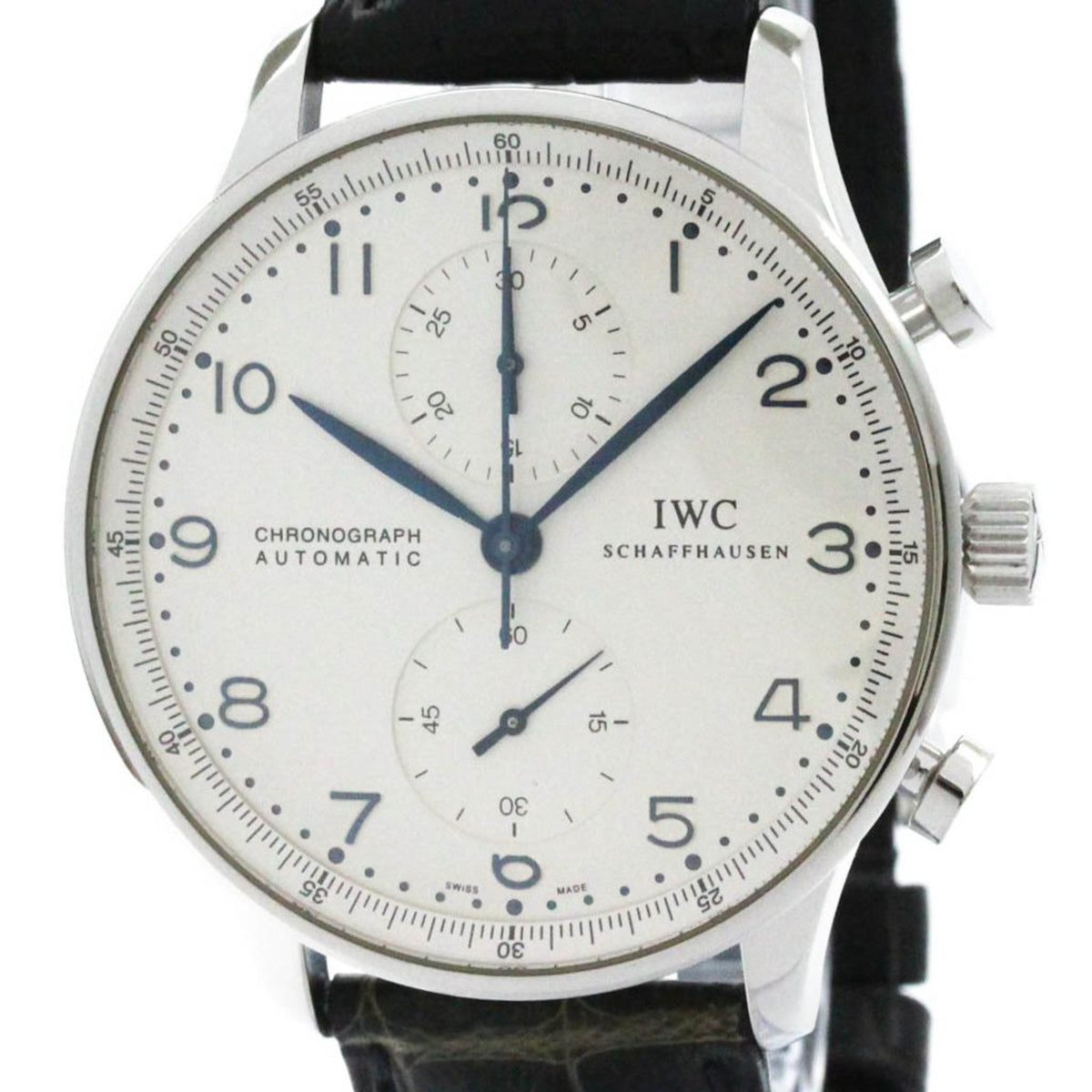 Pre-Owned Polished IWC Portugieser Chronograph Automatic Steel Watch IW371417 BF581028