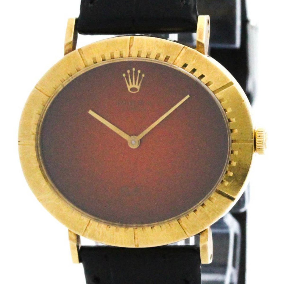 Pre-Owned ROLEX Cellini 4083 18K Gold Leather Hand-Winding Mens Watch 4083 BF579244