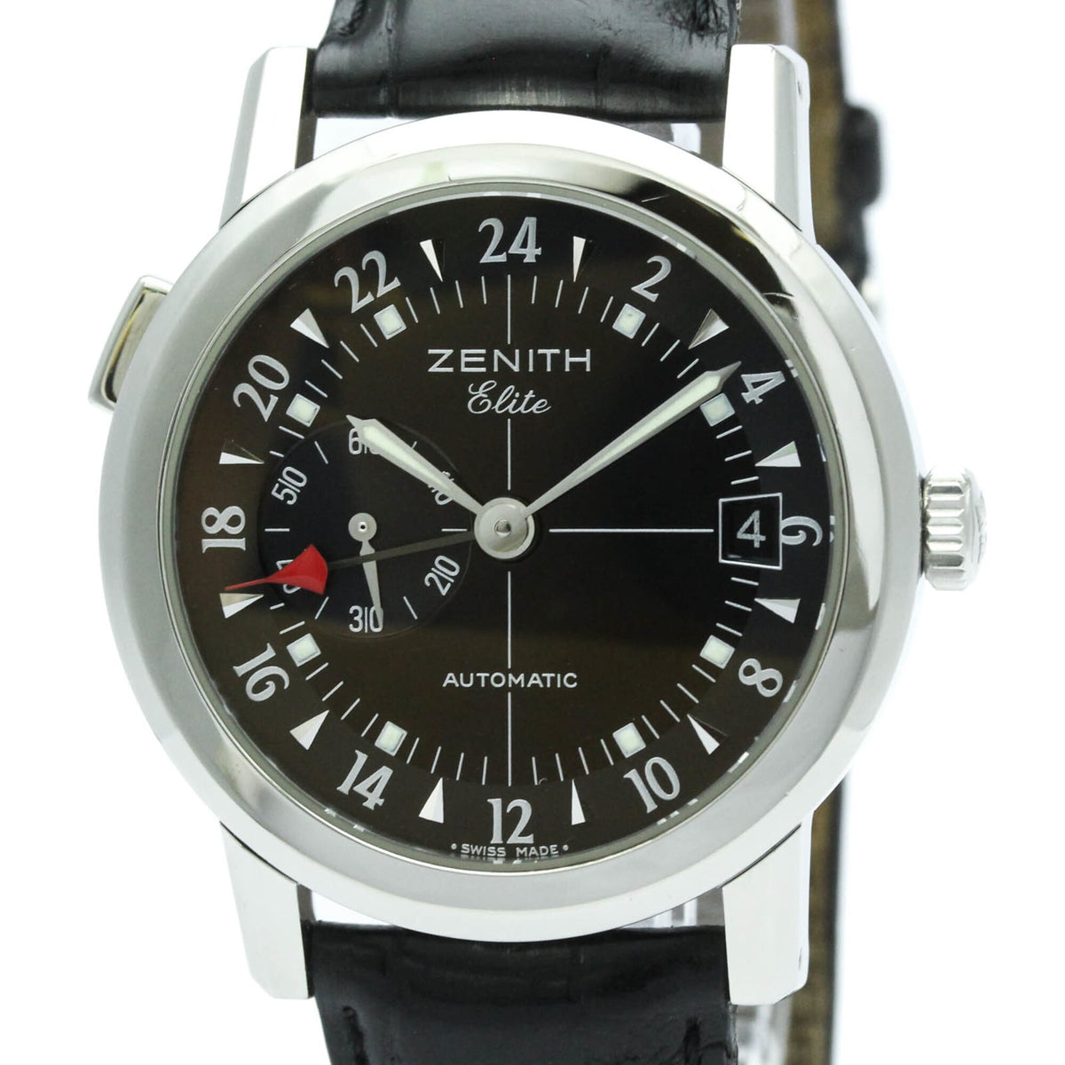 Pre-Owned ZENITH Port-Royal V Elite GMT Steel Automatic Watch 01/02.0450.682 Polished