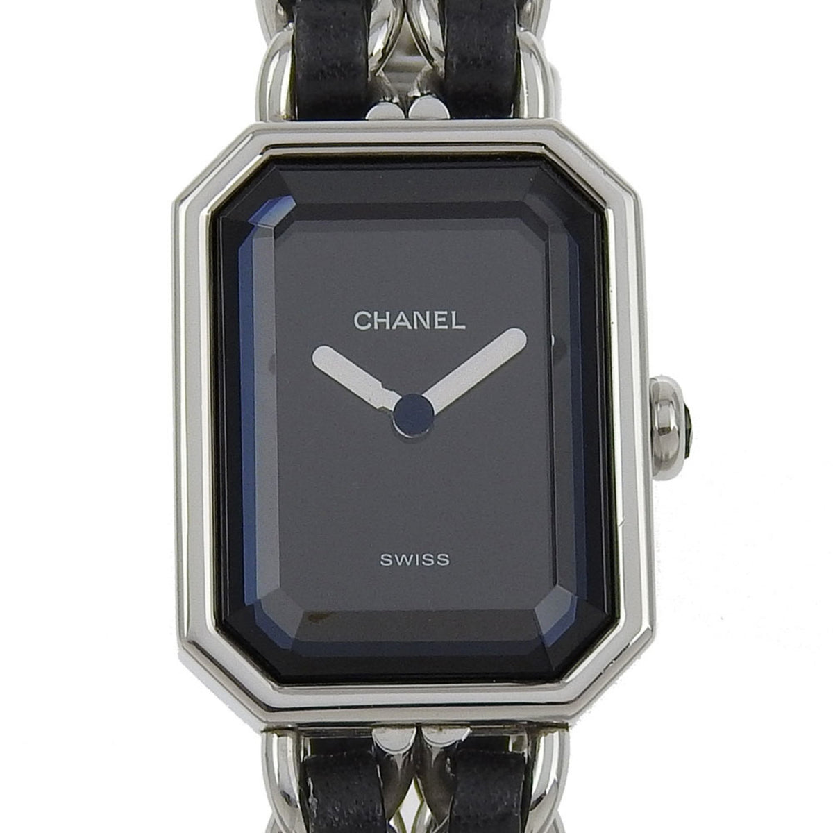 Pre-Owned CHANEL Premiere S Watch H0451 Stainless Steel x Embossed Leather Quartz Analog Display Black Dial Ladies