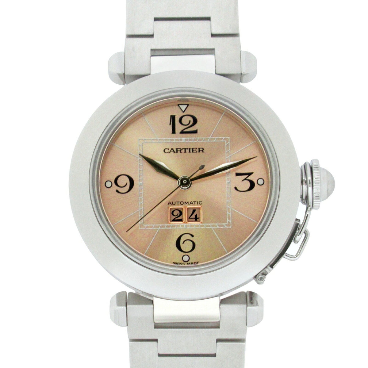 Pre-Owned Cartier Pasha C Big Date Watch Stainless Steel Boys Pink W31058M7