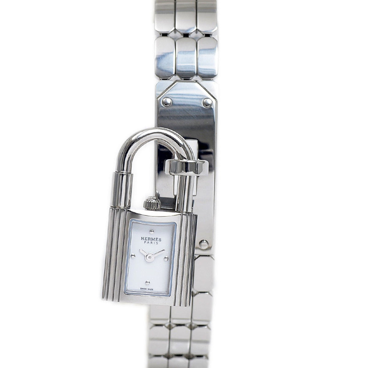 Montre Hermes Kelly d'occasion pour femme, cadran blanc KE4.110, avec crochet de cou BP 