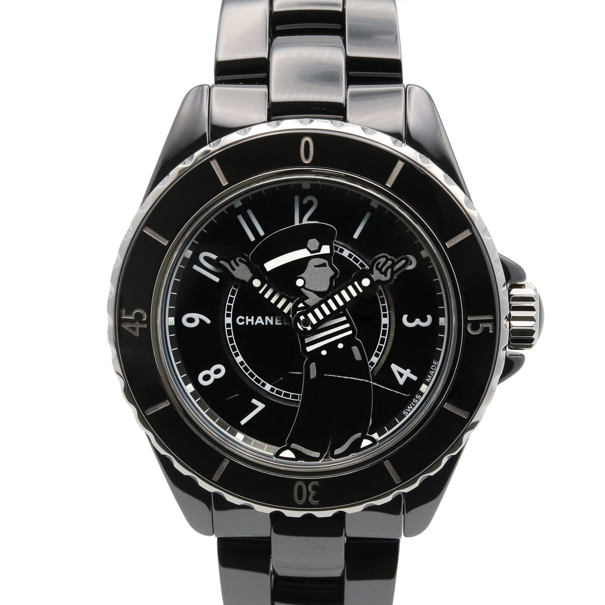 Pre-Owned Chanel Mademoiselle J12 La Pausa Ceramic Men's Watch, Black, Model H7609
