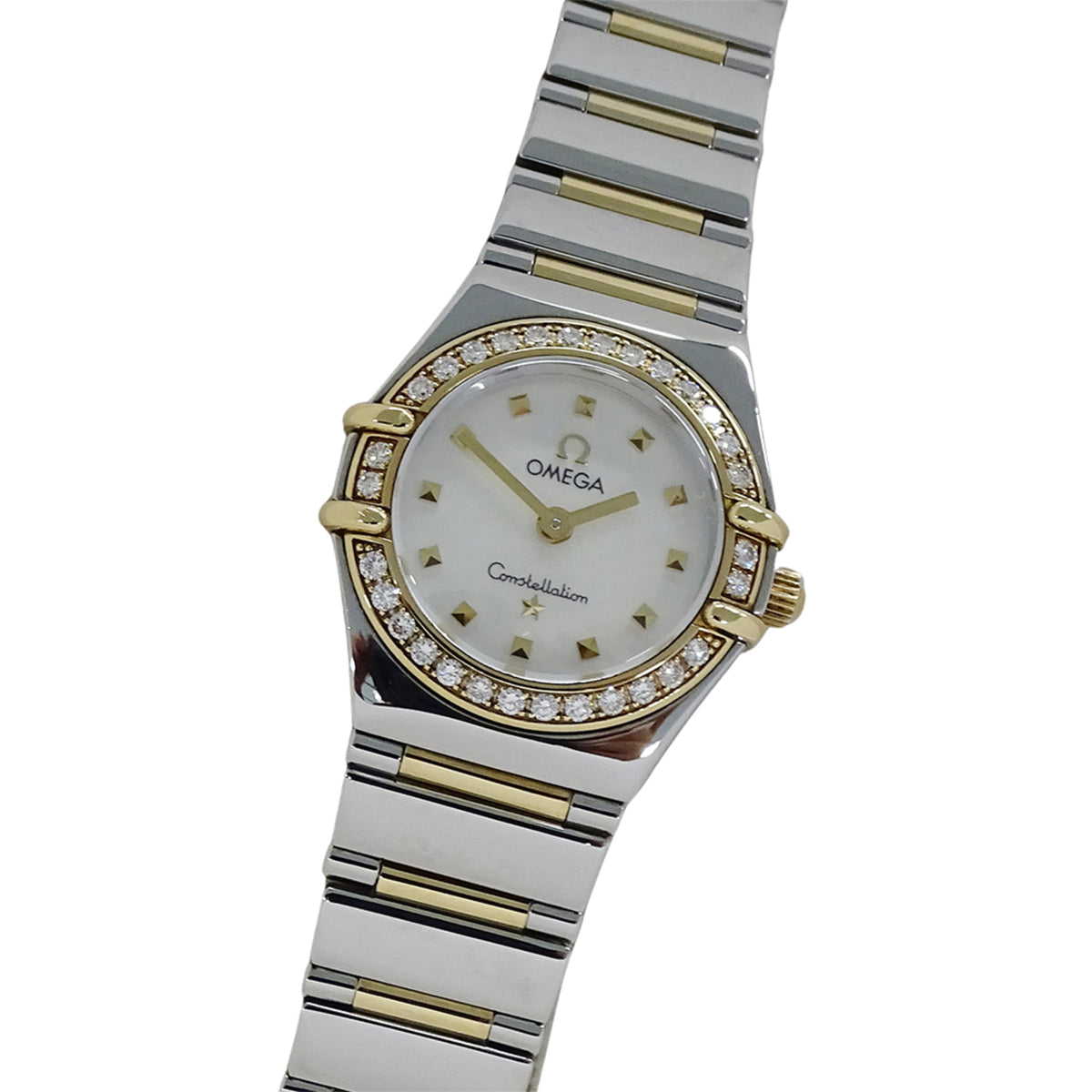 Pre-Owned OMEGA Constellation Mini My Choice 1365.71 Women's Watch, Shell Diamond Quartz Movement, Stainless Steel, Gold, and Yellow Polished
