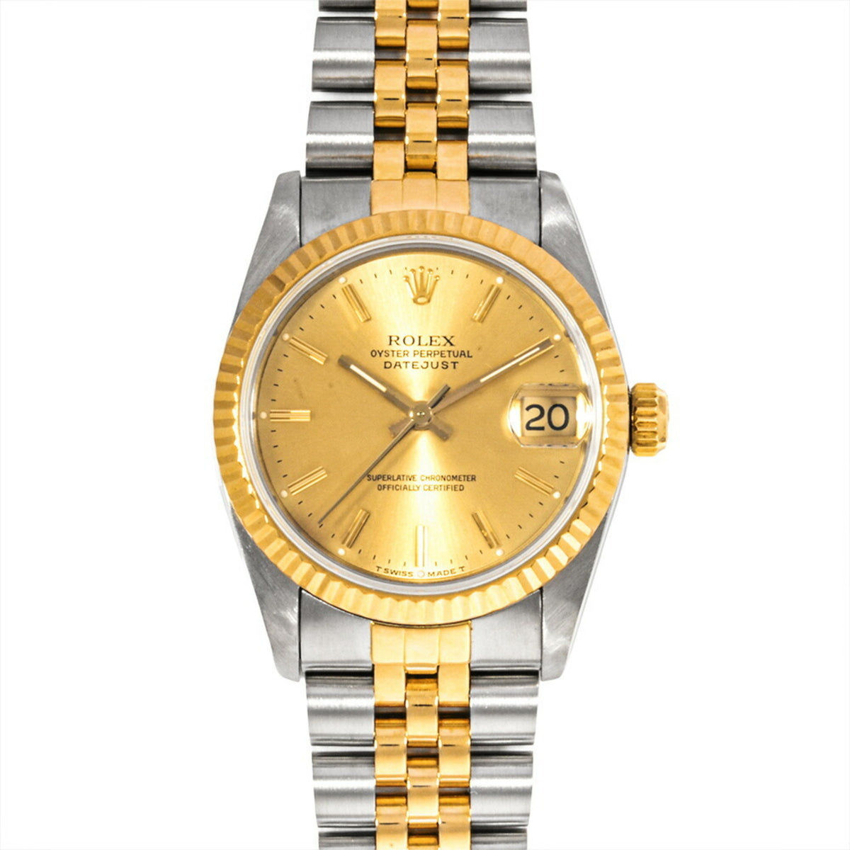 Pre-Owned Rolex Datejust 68273, E-series, Automatic Watch, Champagne Dial, Yellow Gold and Stainless Steel, Women's