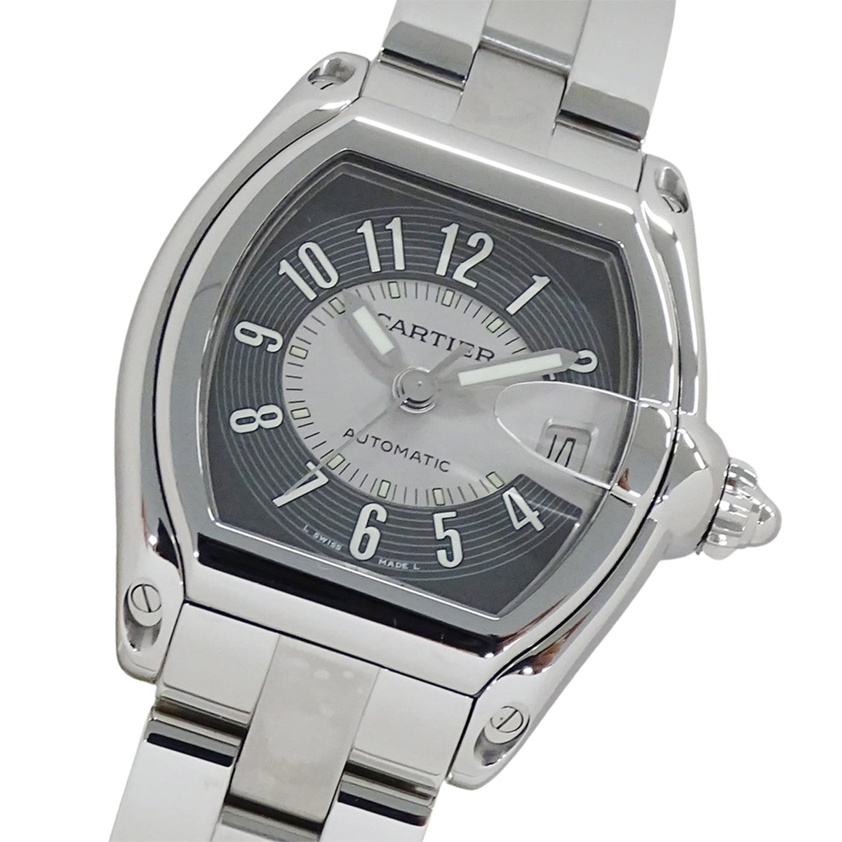 Pre-Owned Cartier Roadster LM Date Automatic Watch for Men, Stainless Steel (W62001V3), Silver/Gray