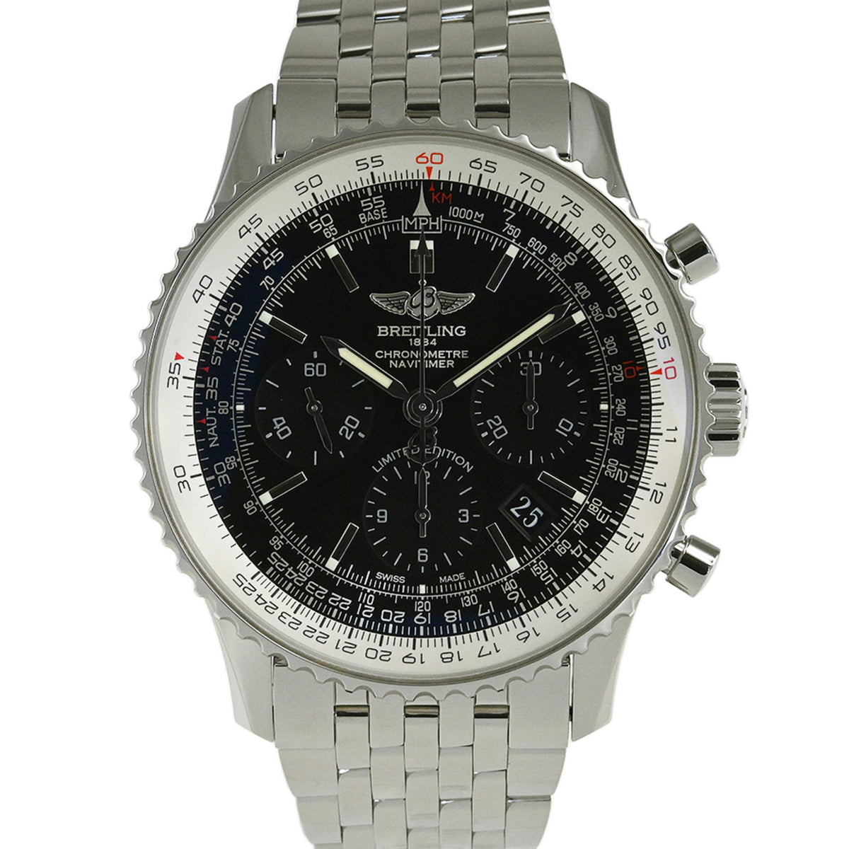 Pre-Owned BREITLING Navitimer 01 Black Japan Limited Edition 400 Watch AB01211Y BE65(AB0121)