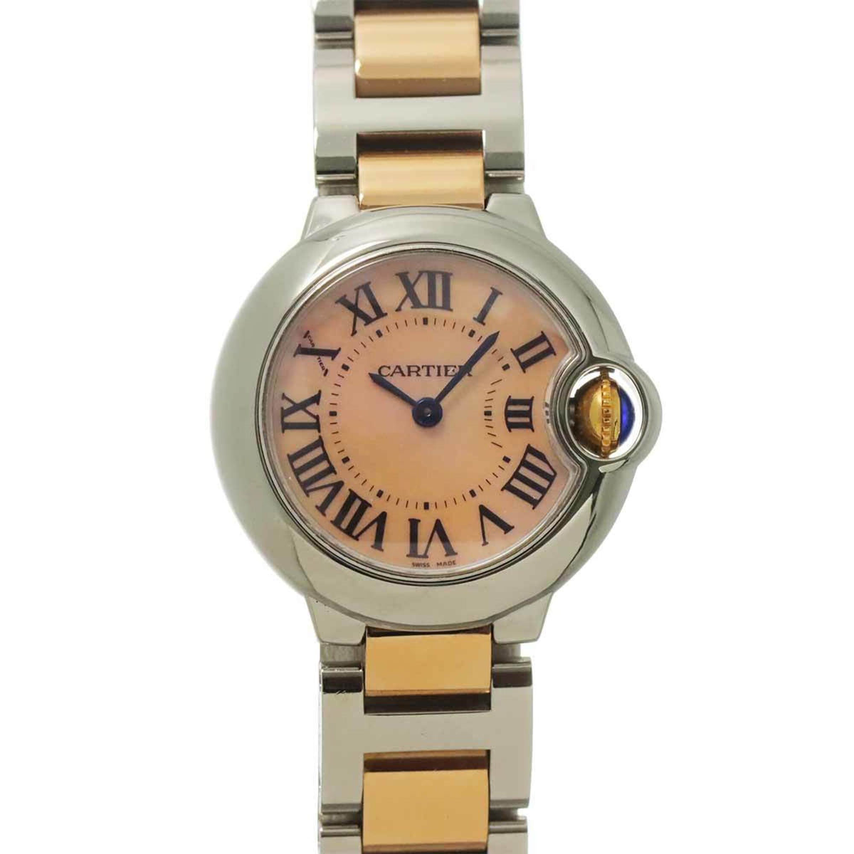 Pre-Owned Cartier Ballon Bleu SM 28mm Two-Tone W6920034 Women's Watch Pink Shell PG Gold Quartz