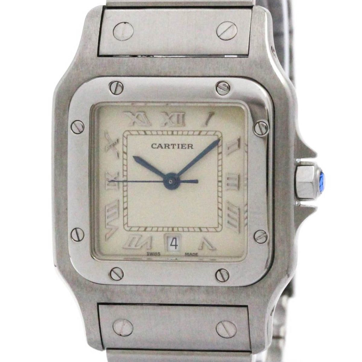 Pre-Owned CARTIER Santos Galbee Steel Quartz Mens Watch W20025D6 Polished
