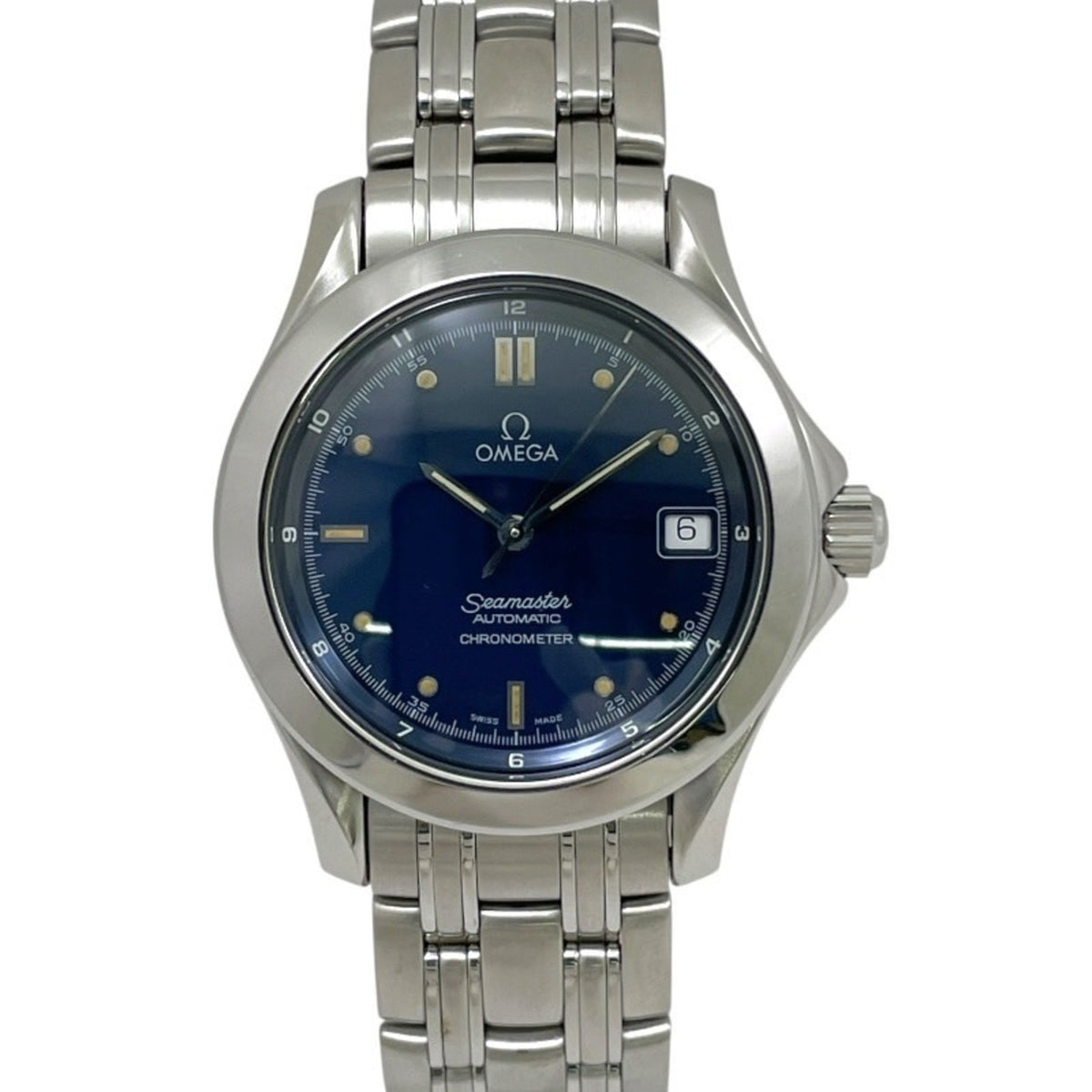Pre-Owned OMEGA Seamaster 36mm 2501.80 Stainless Steel Men's Automatic Watch with Blue Dial and Chronometer