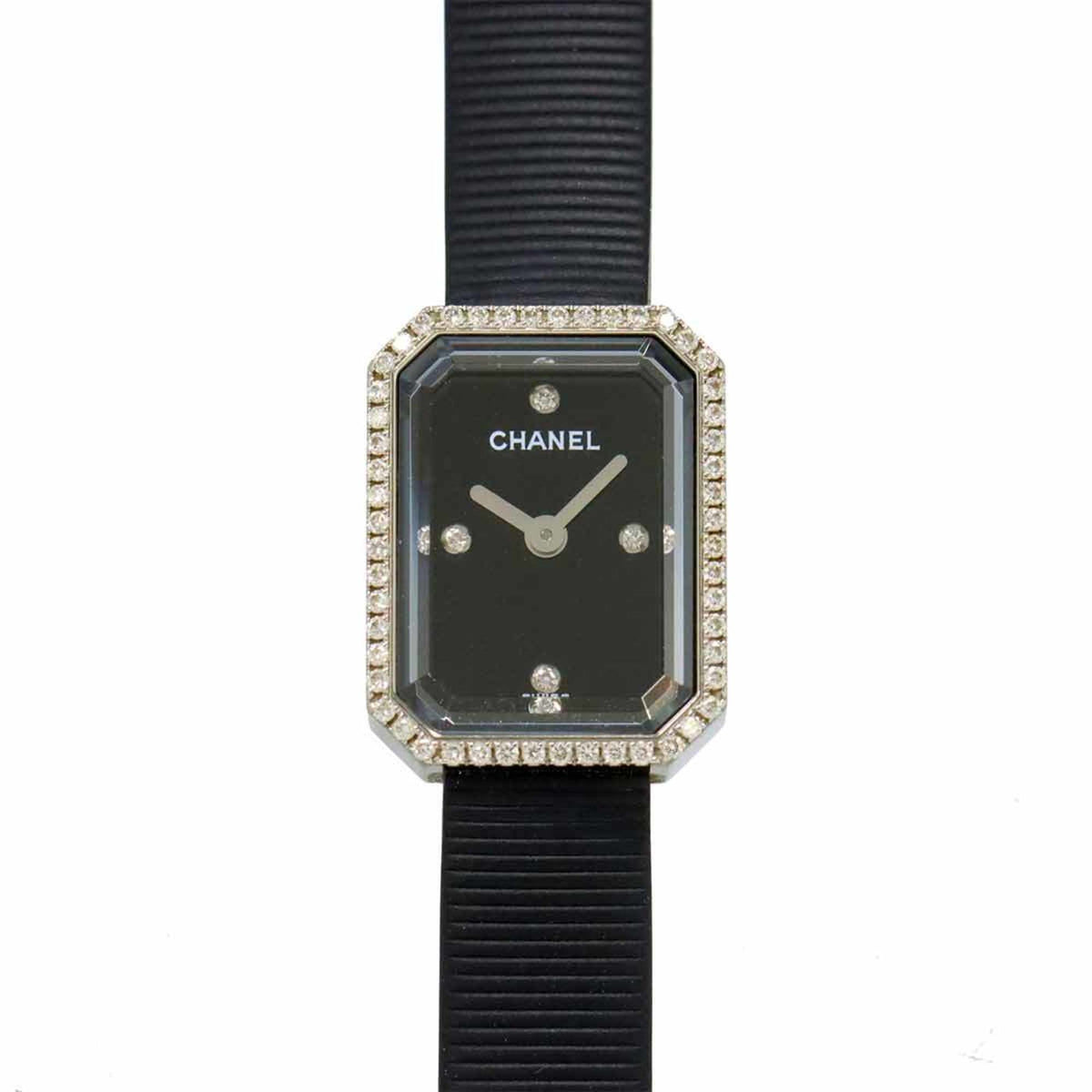 Pre-Owned CHANEL Premiere H2434 Diamond Bezel Women's Watch with 4 Diamonds, Black Rubber Quartz Movement