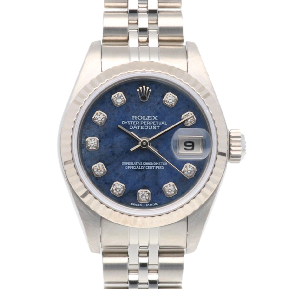 Pre-Owned Rolex Datejust Oyster Perpetual Watch, Stainless Steel, 79174, Automatic, Overhauled and Refinished, Y-Serial, Women's, 10 Diamonds, Sodalite