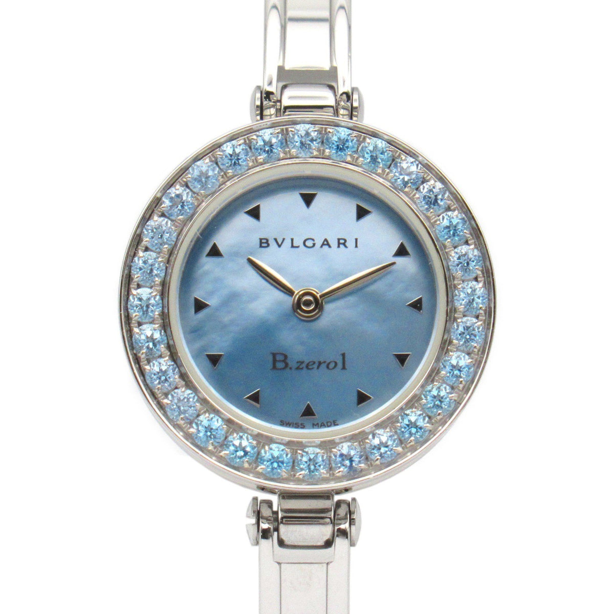 Montre-bracelet BVLGARI B-zero1 d'occasion pour femme en acier inoxydable, coque bleue BZ22S 