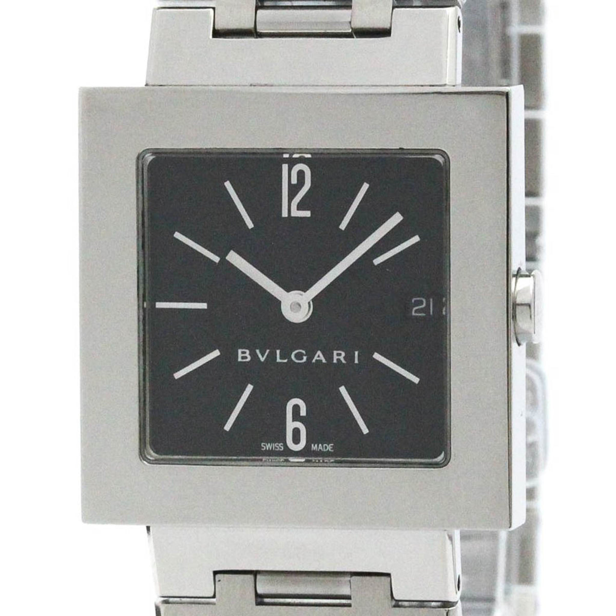 Montre à quartz BVLGARI Quadrato d'occasion en acier inoxydable poli pour femme SQ27SSD BF580149 