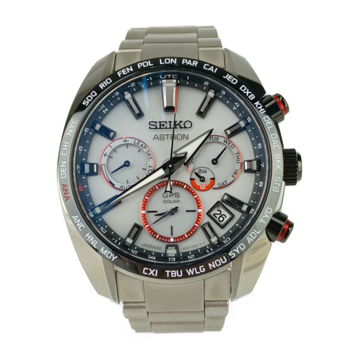 Montre SEIKO d'occasion Astron Shohei Ohtani 2020 Édition limitée à 1700 pièces Global Line 5X53-0BE0 SBXC081 Acier inoxydable blanc argenté Radio solaire GPS pour homme Figurine incluse 2513033010007 