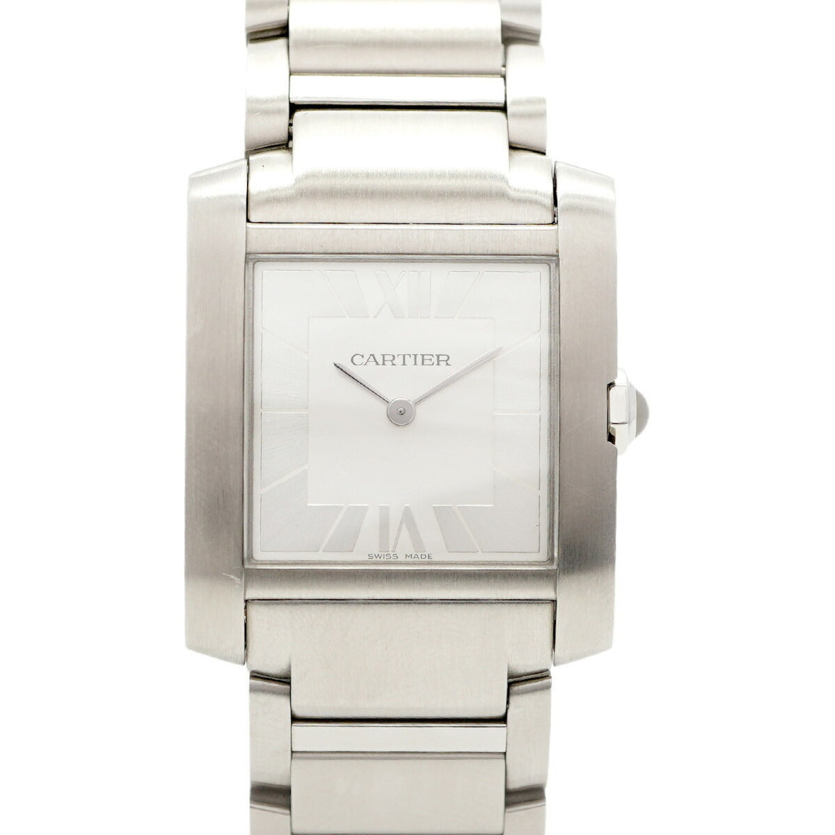 Pre-Owned Cartier Tank Fran?aise MM WSTA0086 Silver Dial Watch for Men and Women