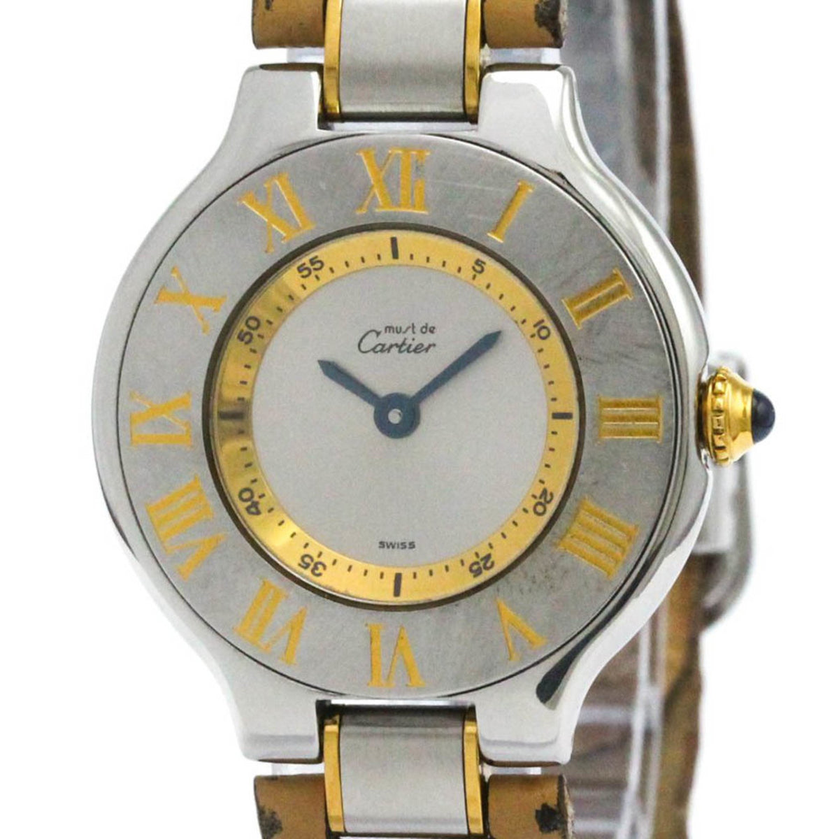 Pre-Owned CARTIER Must 21 Gold Plated Steel Quartz Ladies Watch W10073R6 Polished
