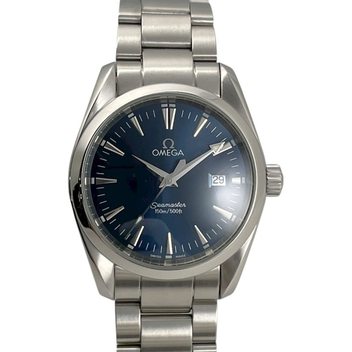 Pre-Owned OMEGA Seamaster Aqua Terra 2518.80 Men's Stainless Steel Quartz Watch, 36mm, Blue Dial, 150m/500ft