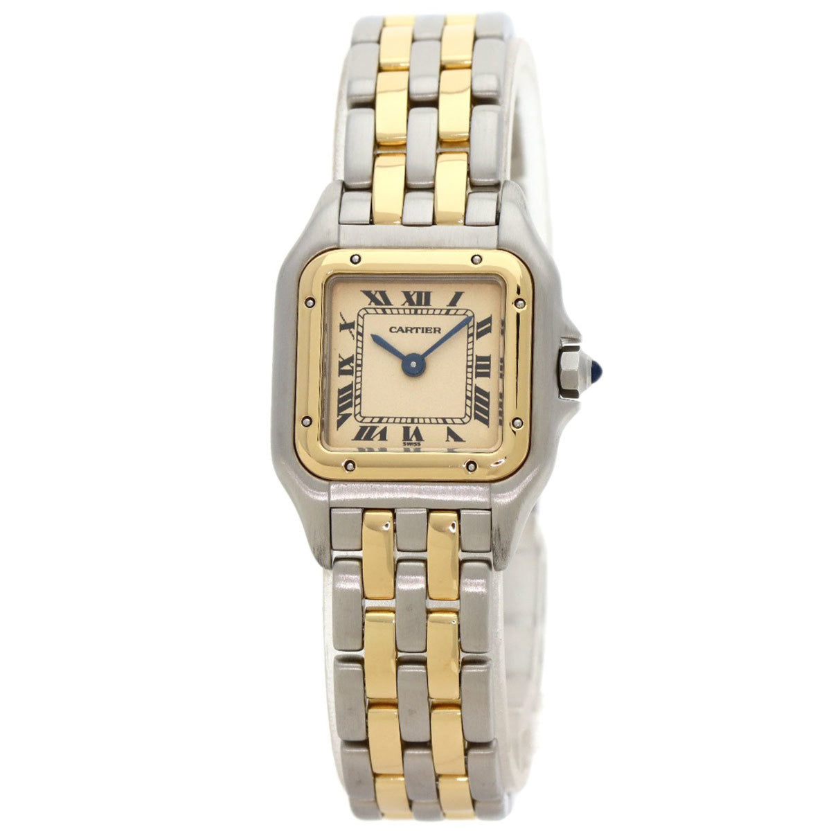 Montre Cartier Panthere SM 2 rangs d'occasion W25029B6 pour femme, en acier inoxydable SSxK18YG 