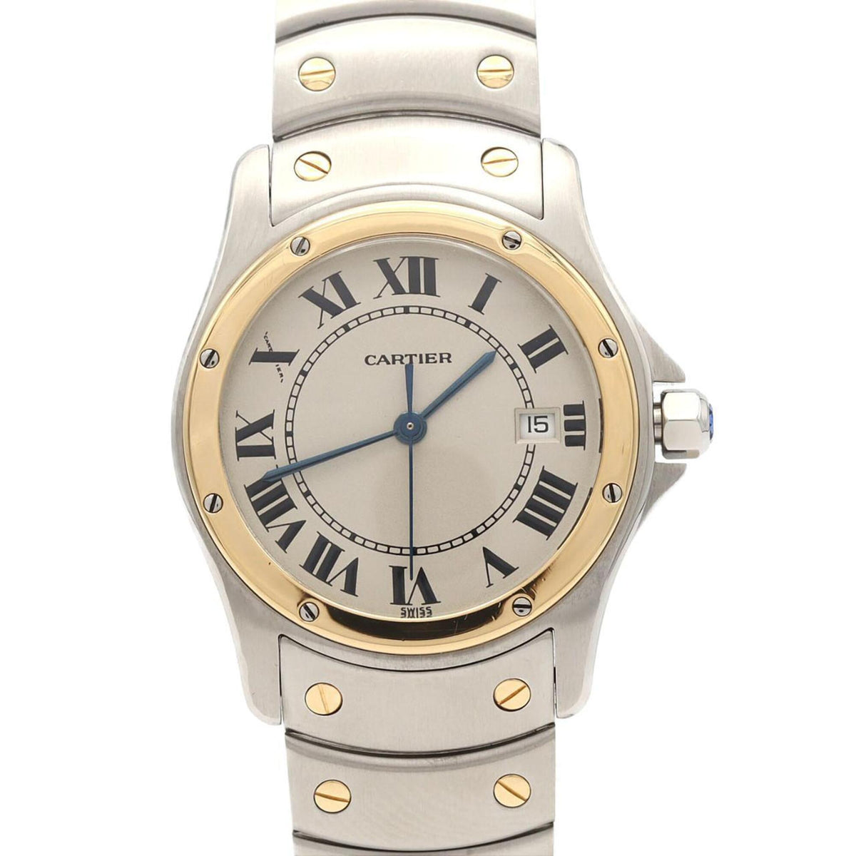 Pre-Owned Cartier Santos Round MM Two-Tone W20037R3 SSxYG Quartz Watch
