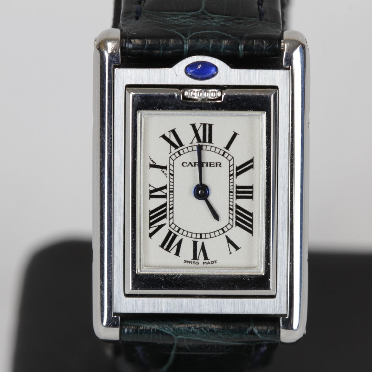 Pre-Owned CARTIER Tank Basculant SM W1011158 Women's Stainless Steel/Leather Watch