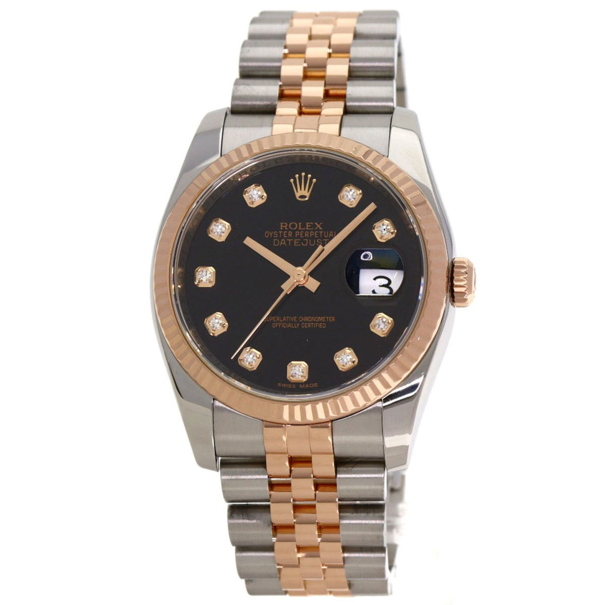 Pre-Owned Rolex 116231G Datejust 10-Piece Diamond Watch in Stainless Steel and 18K Yellow Gold (SSx18KPG) for Men