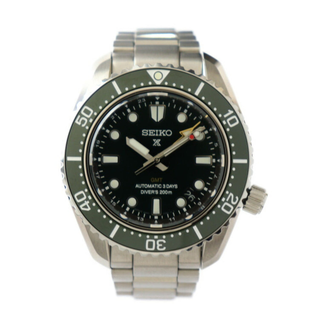 Gebrauchte SEIKO Prospex Diver Scuba Watch SBEJ009 Edelstahl Silber Grünes Zifferblatt Mechanisch 1968 Heritage GMT Automatik 6R54-0DD0 2427033011163R1 