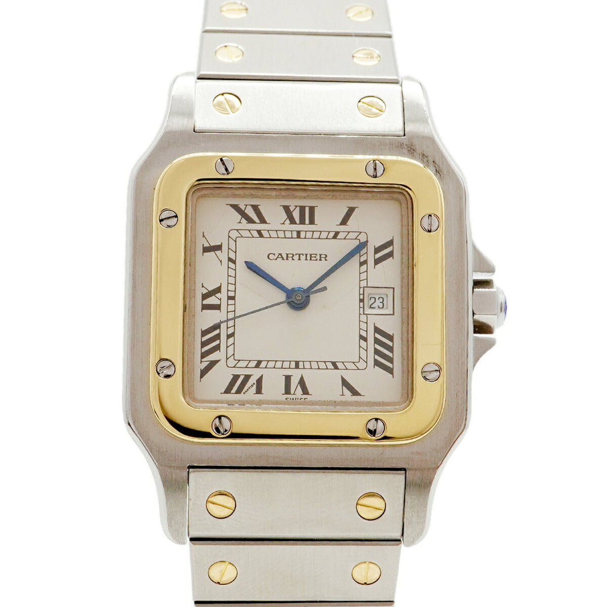 Pre-Owned Cartier Santos LM 1172961 Ivory Dial Watch for Men and Women