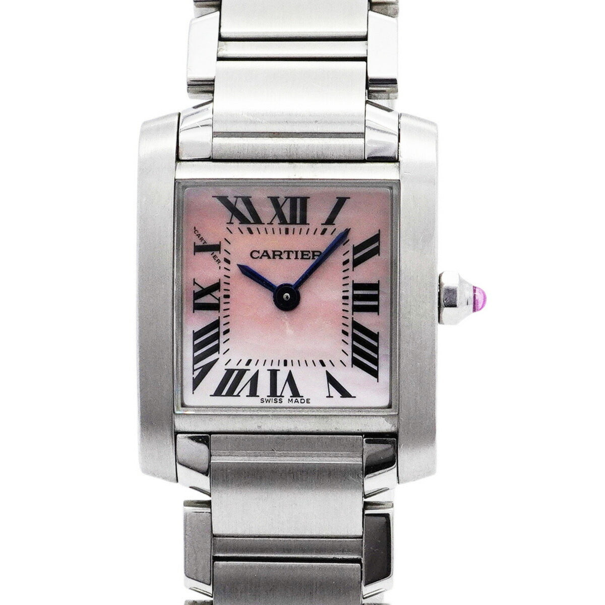 Pre-Owned Cartier Tank Fran?aise SM W51028Q3 Pink Dial Women's Watch