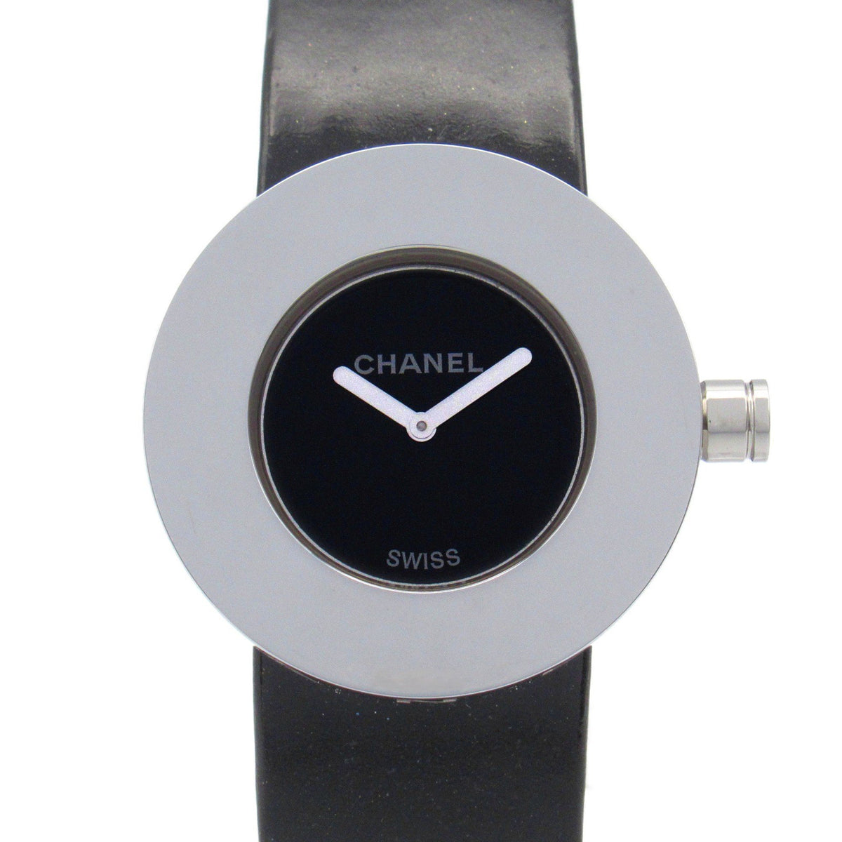 Pre-Owned CHANEL La Ronde Watch Stainless Steel Leather Strap Women's Black H0579