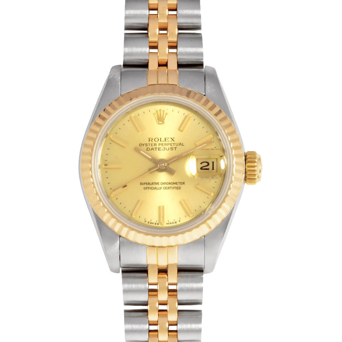 Pre-Owned Rolex ROLEX 69173 Datejust 7-digit 9 watch, automatic, champagne dial, YG x SS, ladies'