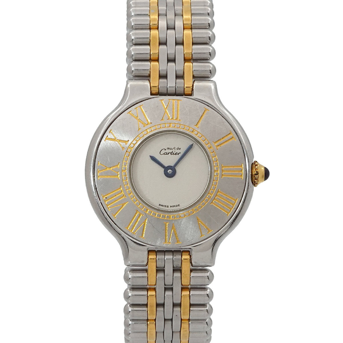 Pre-Owned Cartier Must 21 Vantianne Two-tone Watch W10051F4 Women's Ivory Quartz