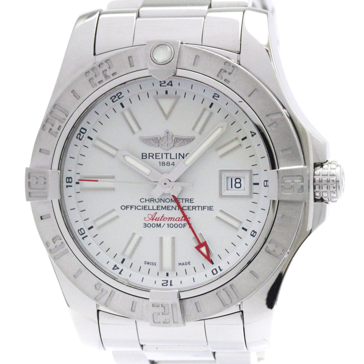 Pre-Owned BREITLING Avenger ll GMT Steel Automatic Mens Watch A32390 Polished