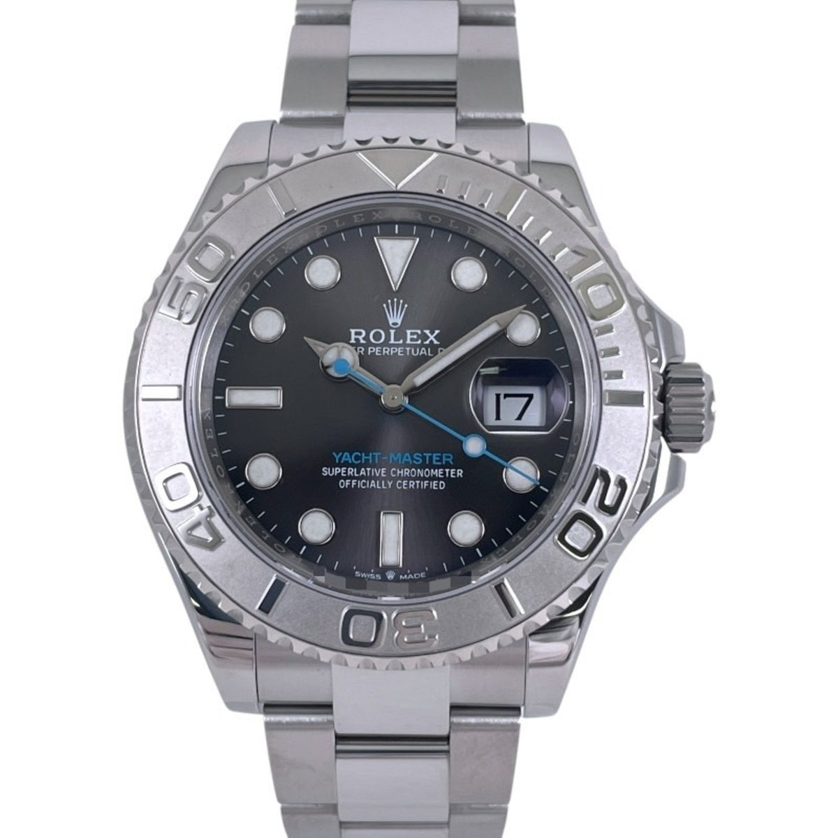 Pre-Owned ROLEX Yacht-Master 126622 Men's Stainless Steel Pt Watch, Random Number, 2022 Warranty, Dark Rhodium Slate