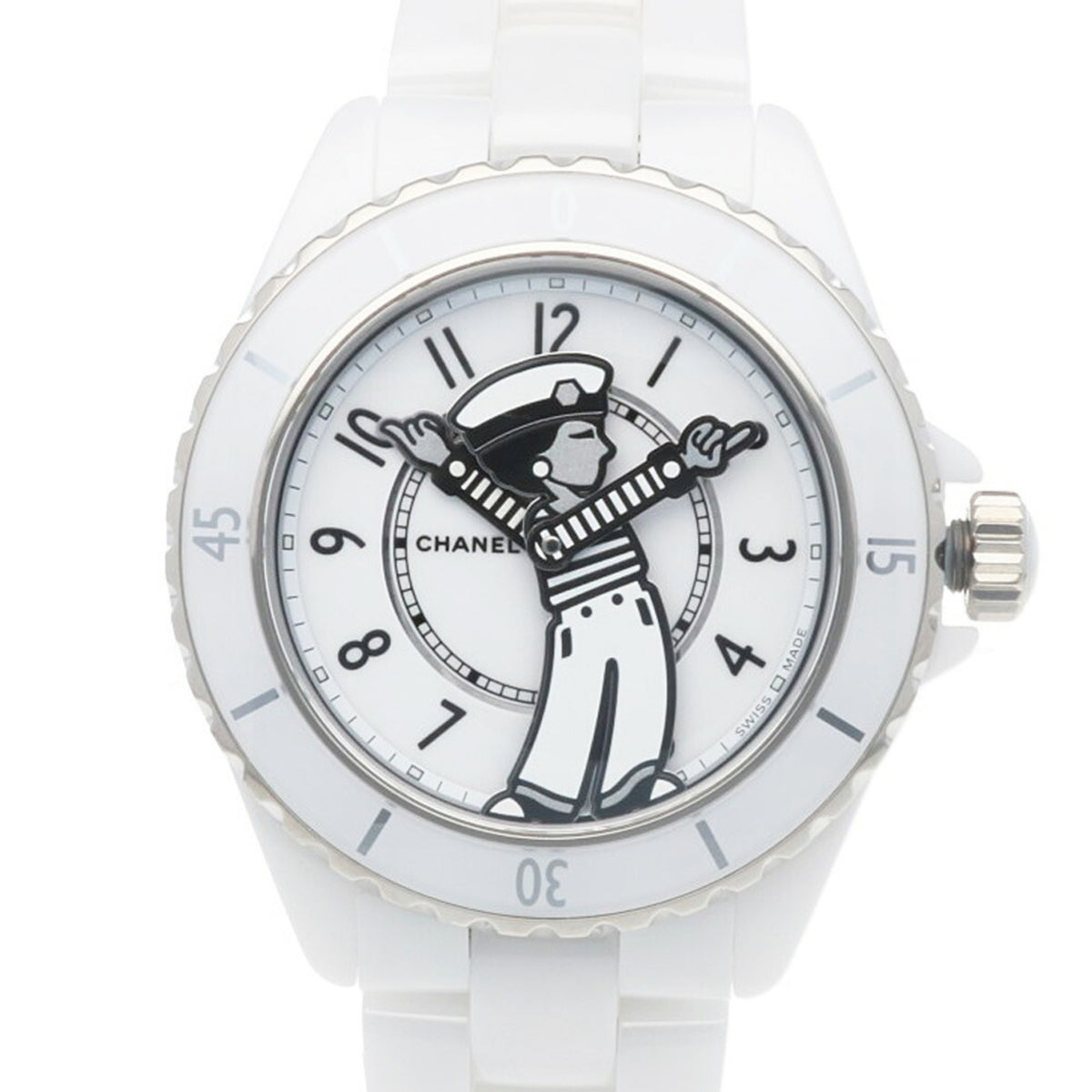 Pre-Owned Chanel Mademoiselle J12 La Pausa Watch, White Ceramic H7481, Automatic, Men's, CHANEL, Manufacturer's, Overhauled