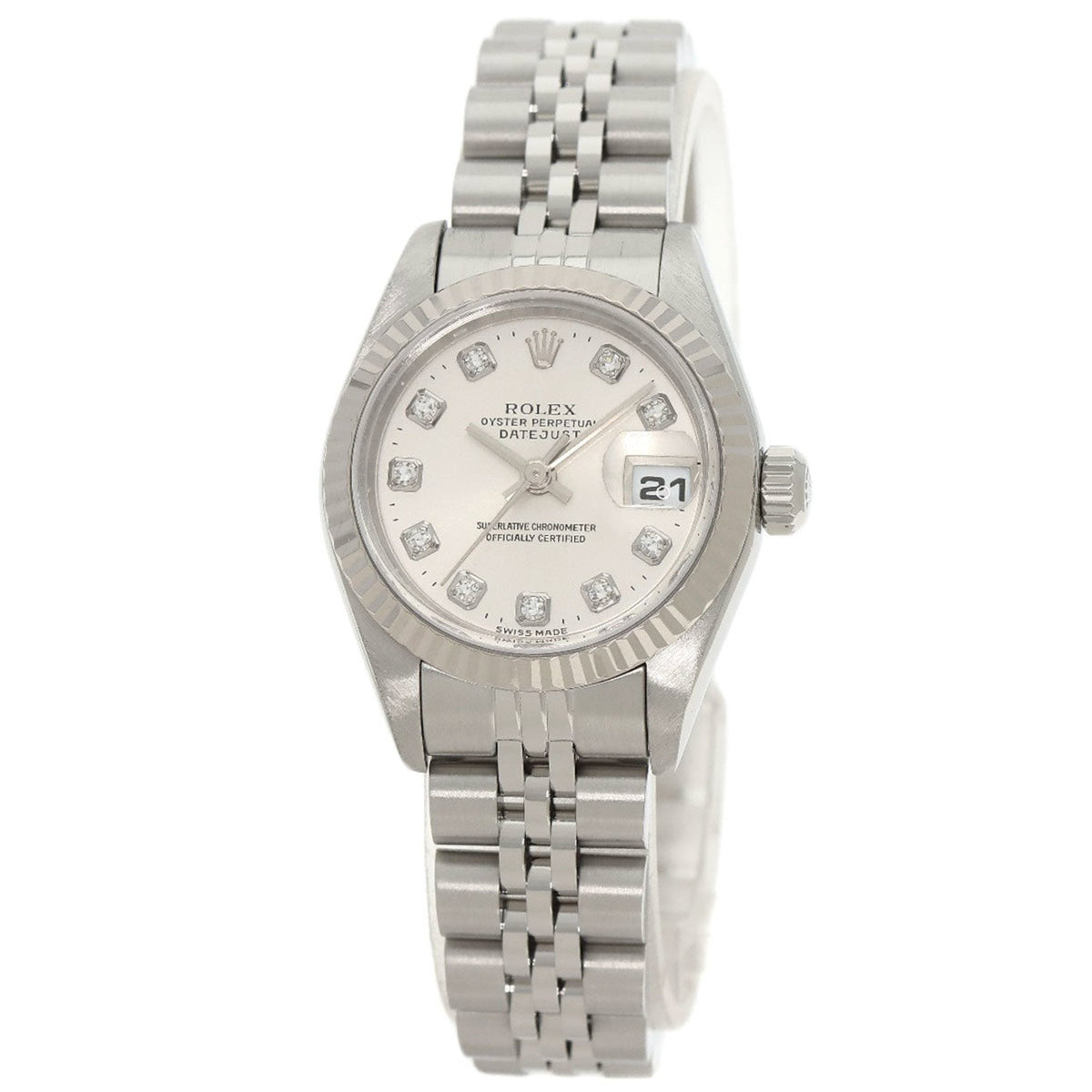 Montre Rolex d'occasion 79174G Datejust 10P en acier inoxydable SS K18WG pour femme 