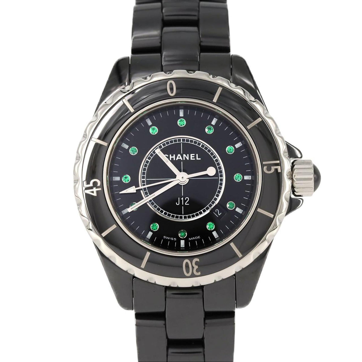 Pre-Owned Chanel J12 33mm Ceramic 12P Emerald H2130 Quartz Watch