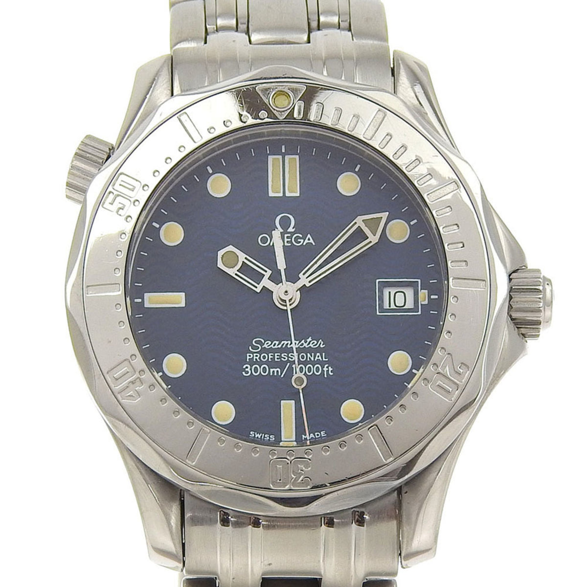 Pre-Owned OMEGA Seamaster 300M Watch Professional Stainless Steel Quartz Analog Display Navy Dial Men's