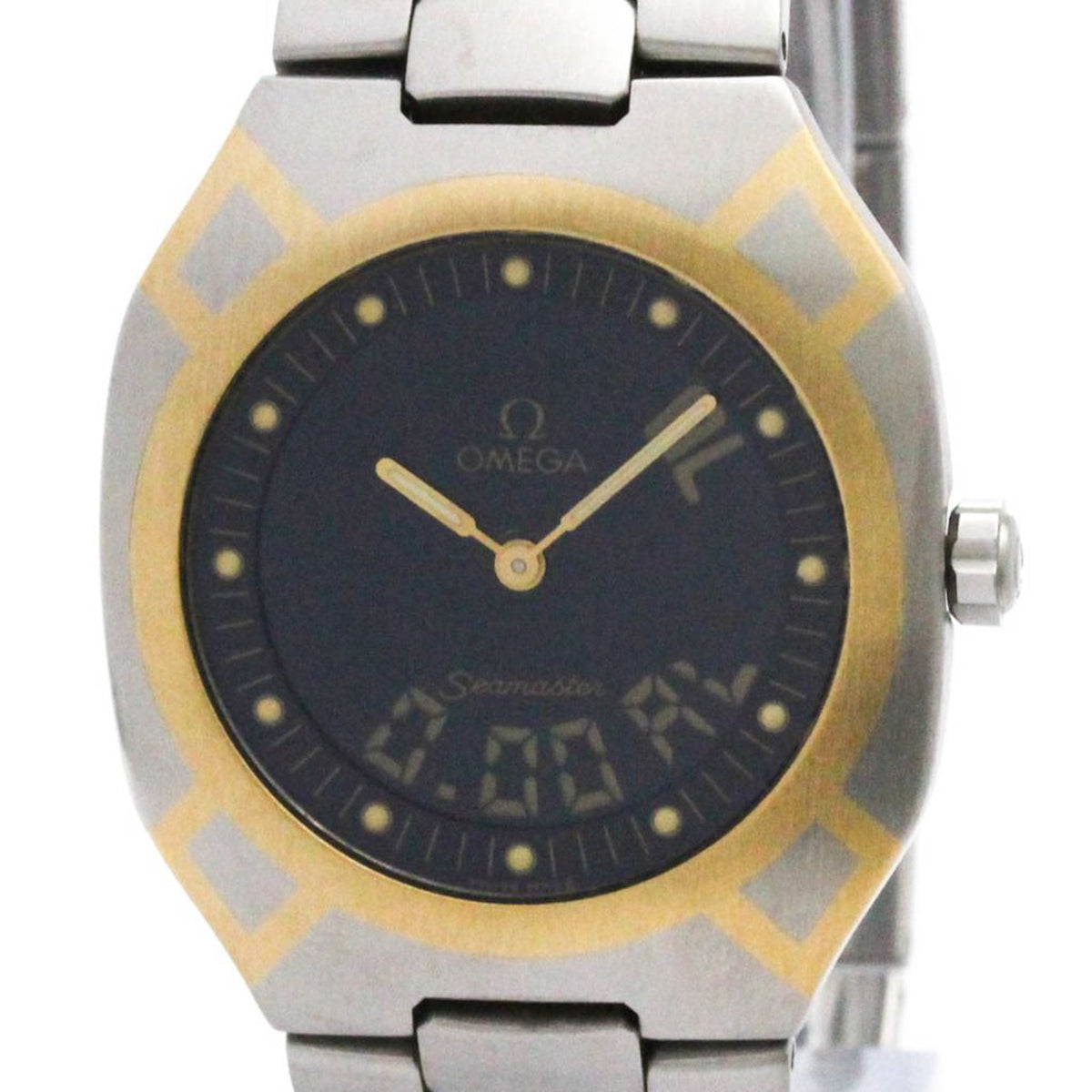 Pre-Owned OMEGA Seamaster Polaris Analog Digital 18K Gold Steel Watch 2540.50 Polished